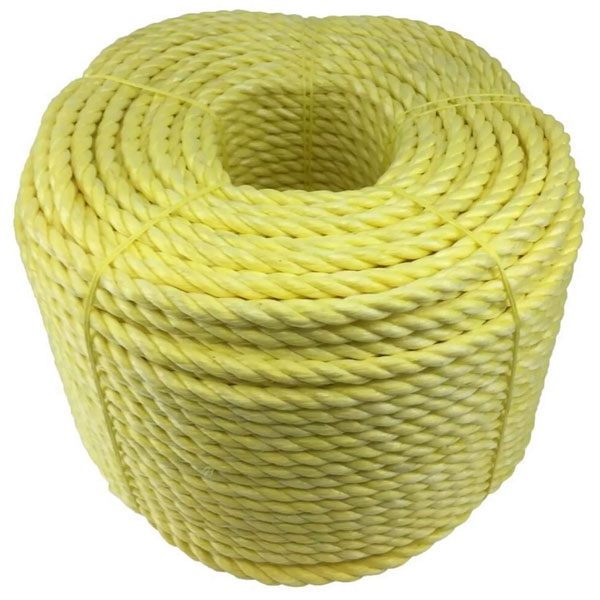 8mm Polypropylene Yellow Rope Coil 3 Strand Nylon Lightweight Rope