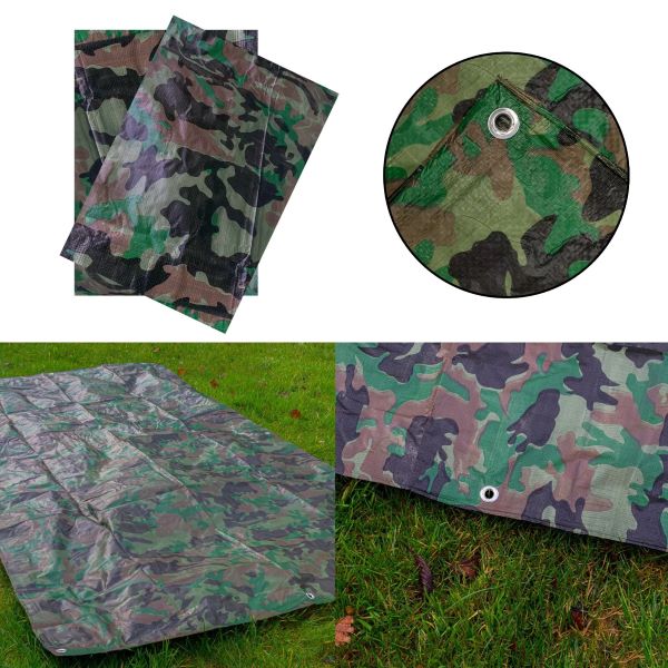 90 GSM Waterproof Strong Camo Tarpaulin Camp Cover Army Basha