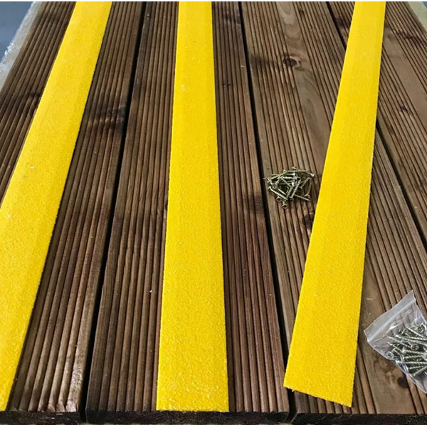 90mm Medium Grit Non-Slip Decking Strips - Yellow