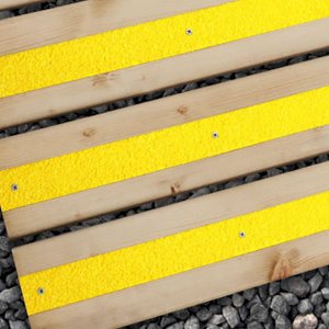 90mm Medium Grit Non-Slip Decking Strips - Yellow