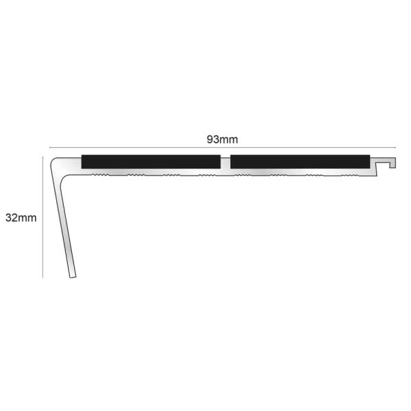 Commercial Stair Nosing 93mm x 32mm Non Slip PVC Insert Stair Nosing Edge Trim