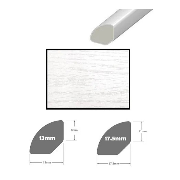 95cm Long UPVC Quadrant Plastic Finishing Glossy Trim - Pack of 5