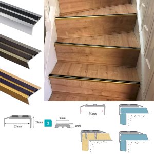 Aluminium Anti Slip Stair Edge Nosing Trim Screw Fix