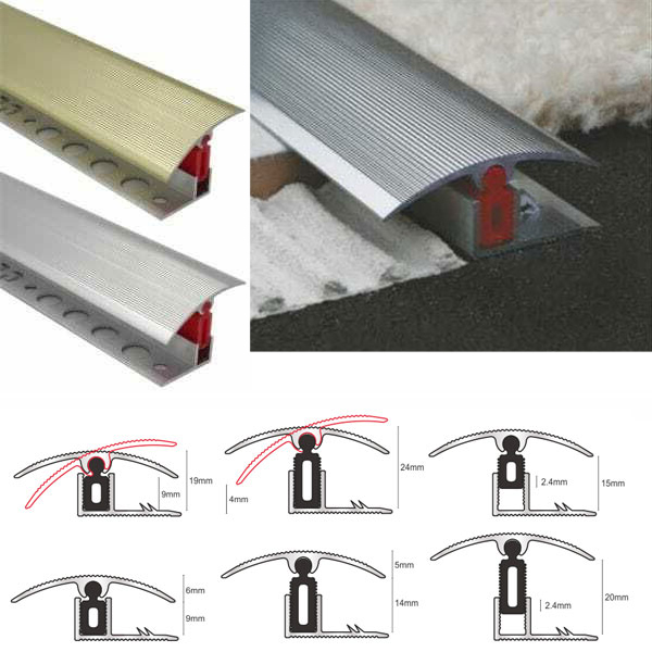 Aluminium Door Threshold T Bar Trim Adjustable Height/Pivots Easy Clip