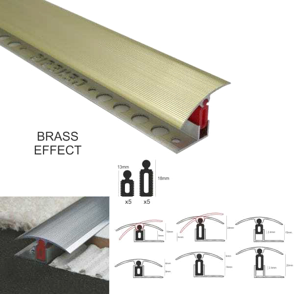 Aluminium Door Threshold T Bar Trim Adjustable Height/Pivots Easy Clip