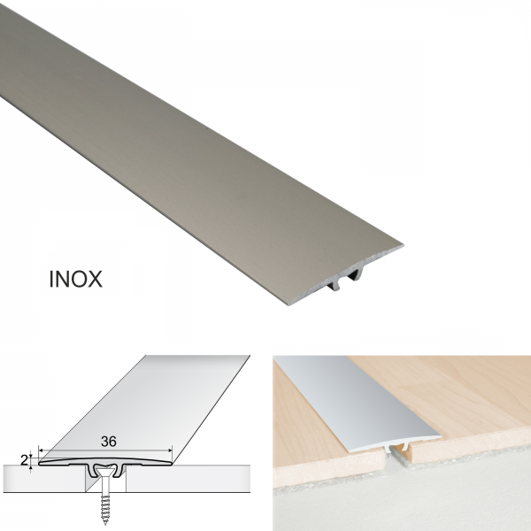 Aluminium Flat Door Threshold A68 36mm Anodised Profile