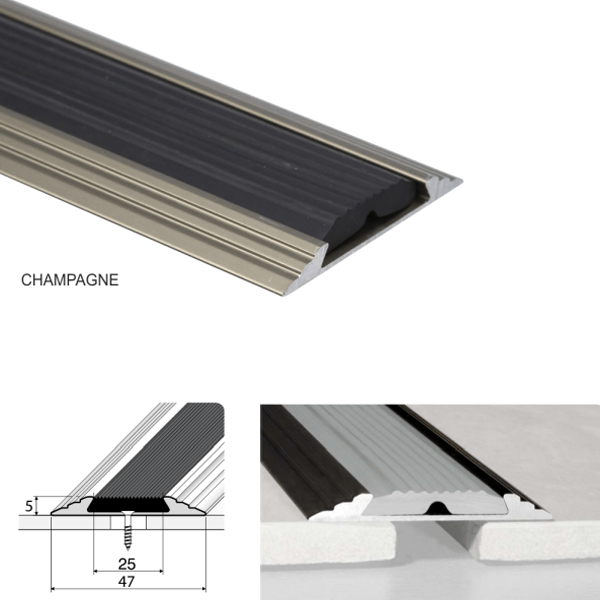 Aluminium Flat Non Slip Door Threshold A10 50mm Profile Anodised