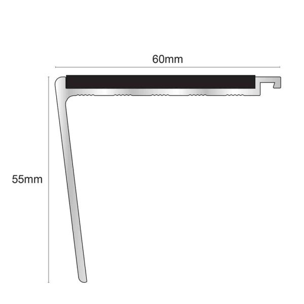 Non Slip Commercial Stair Nosing 60mm x 55mm PVC Insert Stair Nosing Edge Protection