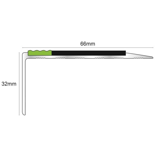 Commercial Stair Nosing 66mm x 32mm Edge Trim With Anti Slip PVC Insert