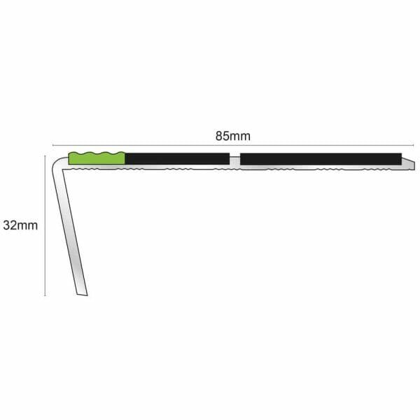 Aluminium Non Slip Stair Nosing Edge Trim With Pvc Insert 85 x 32mm