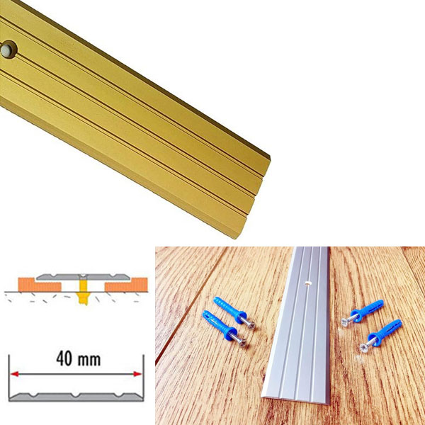 Aluminium Rail Drilled Fluted Floor Threshold For Wooden Floor