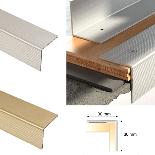 Aluminium Self Adhesive Stairs Nosing For Tile And Carpet Treads