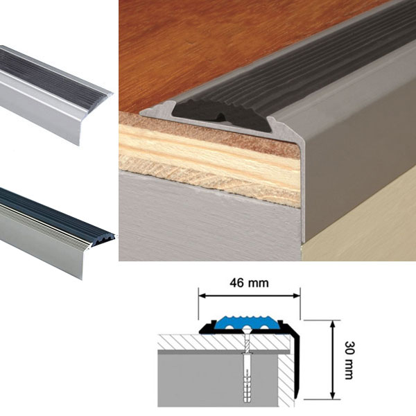 Aluminium Silver Stair Nosing For Tread Edges