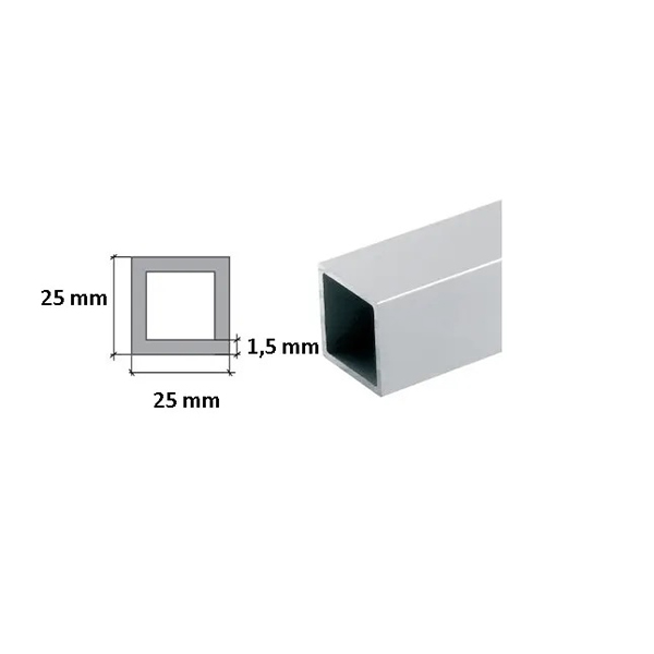 1m Long Aluminium Square Box Extruded Tube Section