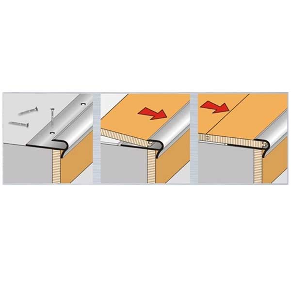 Aluminium Stair Nosing Edge Trim Anodised for 14 to 16mm Floors