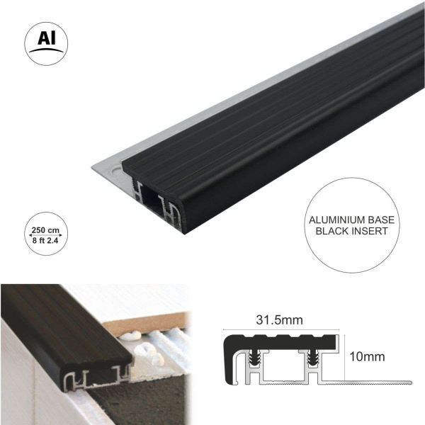 Aluminium Stair Nosing Edge Trim Step Nose Edging Nosings For Tiles And Stone For 12mm Flooring