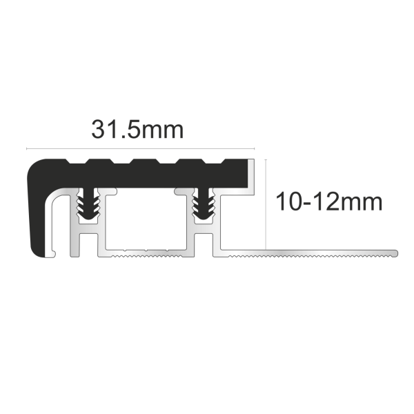 Aluminium Stair Nosing Edge Trim Step Nose Edging Nosings For Tiles And Stone For 12mm Flooring