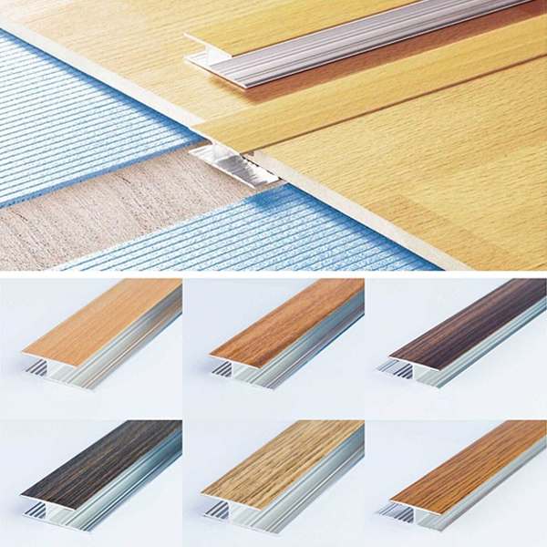 Aluminium Wood Effect Door Threshold Floor Bar Trim Laminate Connector