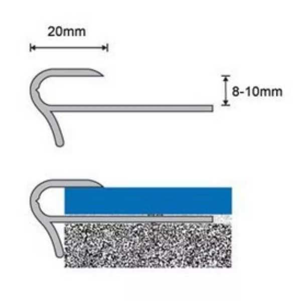 Aluminum Step Floor Oak Stair Nosing Step Edge Trim for 8 to 10mm Flooring