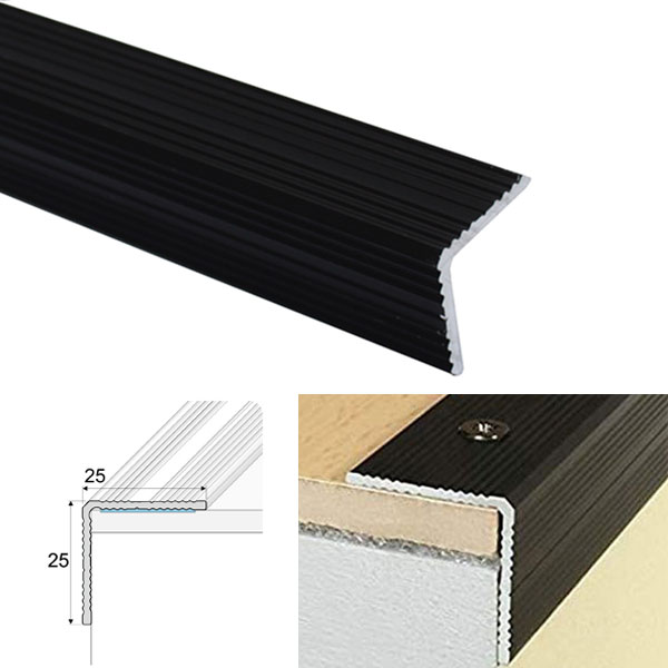 ANODISED Aluminium Anti Non Slip Stair Nosing EdgeTrim Self Adhesive