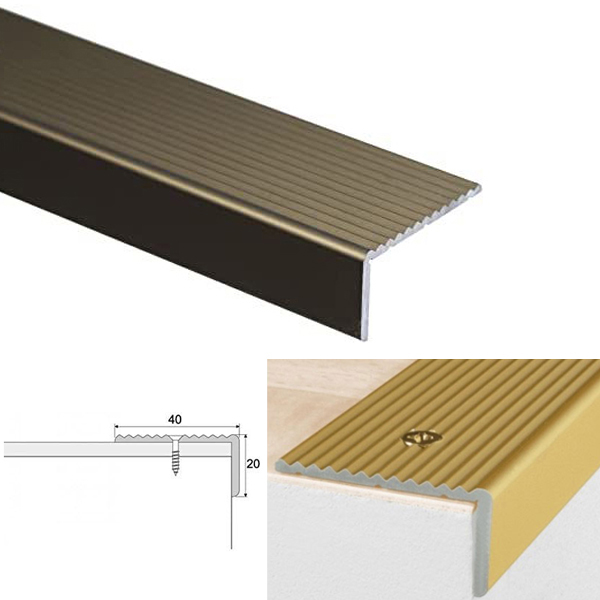 ANODISED Aluminium Non Slip Stair Edge Nosing Trim