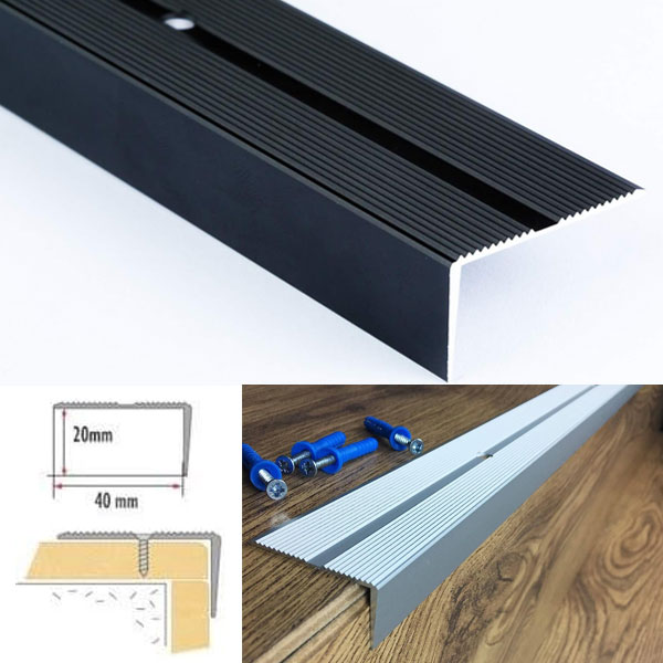 Anti Non Slip Stair Nosing Aluminium Edge Rubust Trim Drilled Carpet Guard