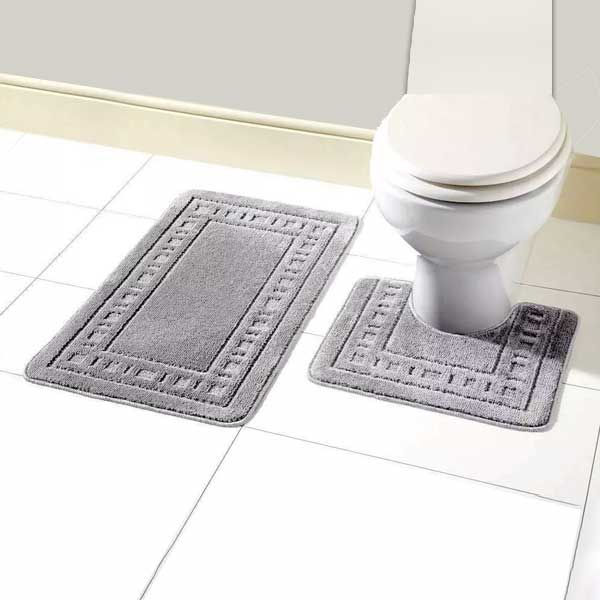 Anti-Slip 2 Pcs Rubber Pedestal Memory Foam Mat Toilet Bathroom Rug