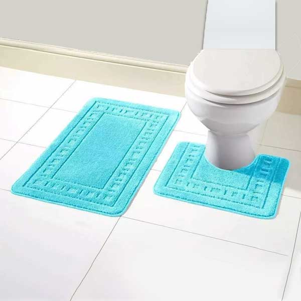 Anti-Slip 2 Pcs Rubber Pedestal Memory Foam Mat Toilet Bathroom Rug