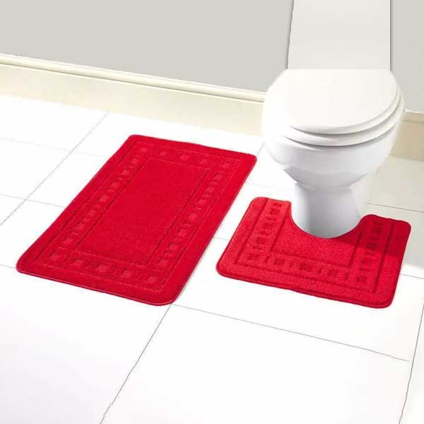 Anti-Slip 2 Pcs Rubber Pedestal Memory Foam Mat Toilet Bathroom Rug