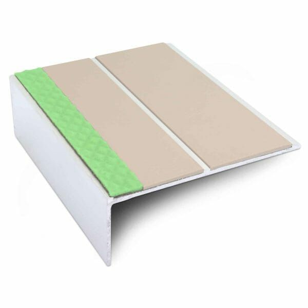 Anti Slip Aluminium Commercial Stair Nosing Edge Trim With Pvc Insert 85 x 30mm