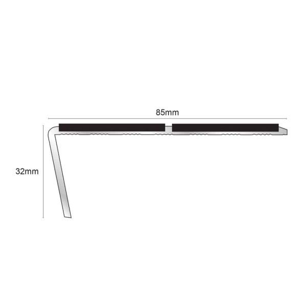 Commercial Stair Nosing 85mm x 32mm Edge Trim Anti Slip PVC Insert Aluminium