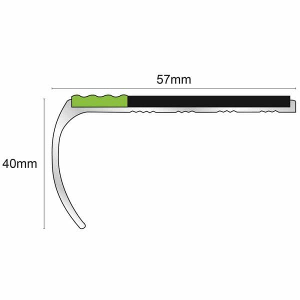 Aluminium Commercial Stair Nosing Edge Trim With Pvc Insert Anti Slip 57 x 40mm