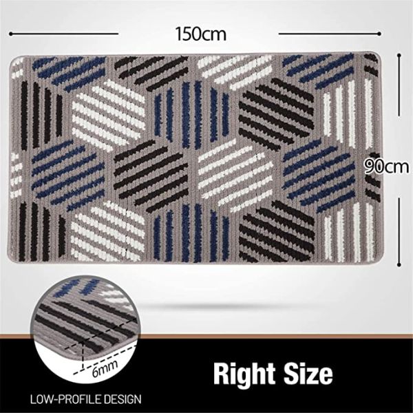 Blue Non-Slip Machine Washable Soft Doormat For Front Door Entry, Outdoor Dirt Trapper Mat