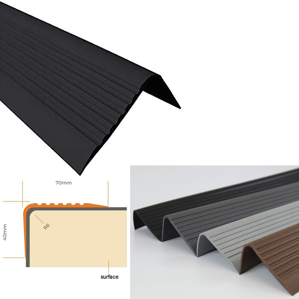 Bullnose Stair Nosing Non Slip PVC Rubber Angle Step Edge