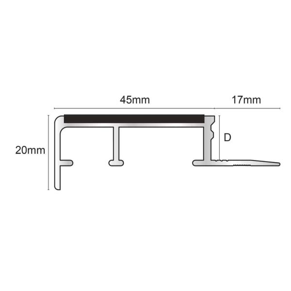 Commercial Stair Noising Slimline Ceramic Tile-In Non Slip Stair Nosing 10mm