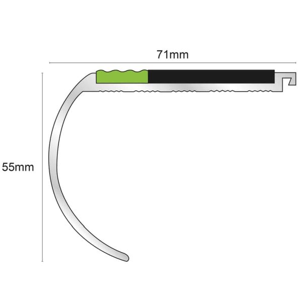 Commercial Stair Nosing 71mm x  55mm Anti-Slip Step Edge Protection Bullnose Stair Nosing