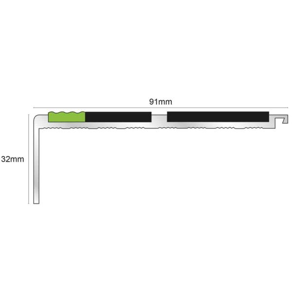 Commercial Stair Nosing 91mm x 32mm With PVC Insert step edge Protection