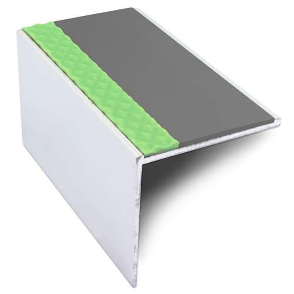 Commercial Stair Nosing 56mm x 55 mm Edge Trim With Pvc Insert  DDA Compliant Aluminium