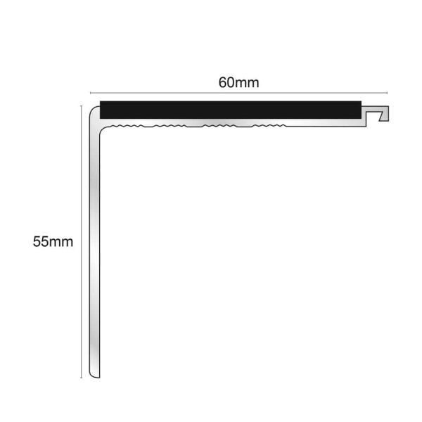 Commercial Stair Nosing 60mm x 55mm Non Slip PVC Insert Stair Nosing Edge Protection