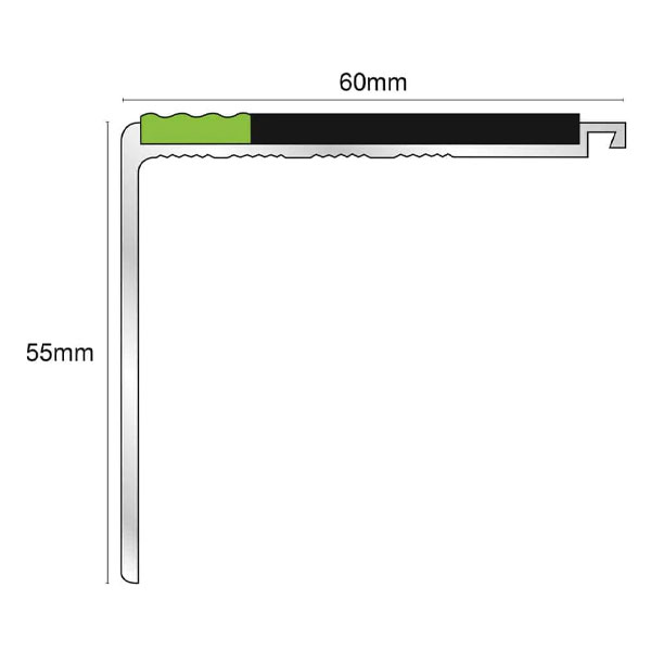 Commercial Stair Nosing 60mm x 55mm Tredsafe With PVC Insert step edge protection