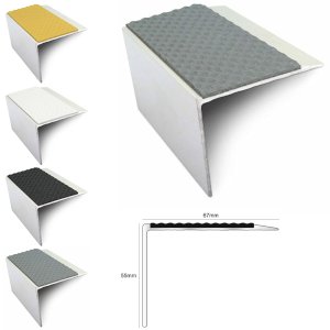 Commercial Stair Nosing Anti Slip Edge Trim With Pvc Insert Aluminium 67 x 55mm