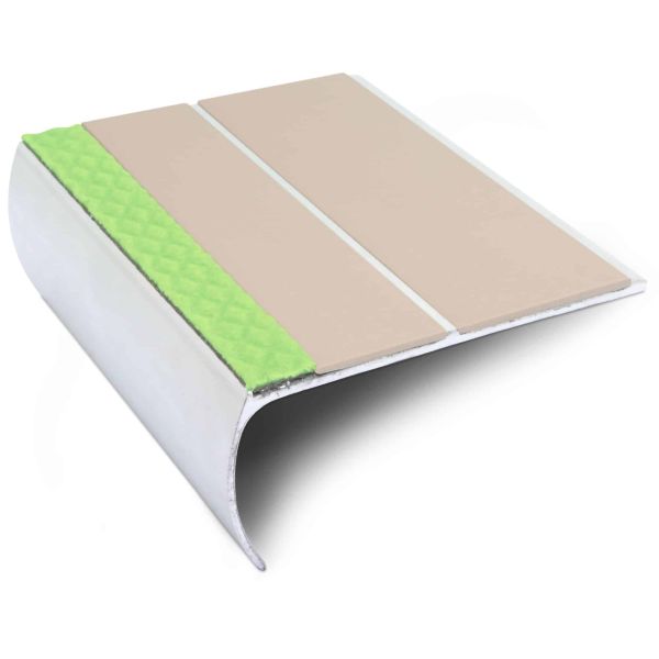 Commercial Stair Nosing Edge Trim With Pvc Insert Aluminium Anti Slip 87 x 40mm