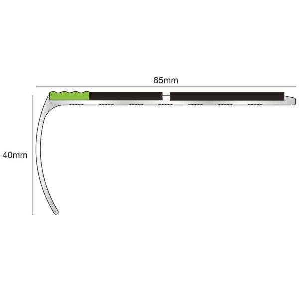 Commercial Stair Nosing Edge Trim With Pvc Insert Aluminium Anti Slip 87 x 40mm