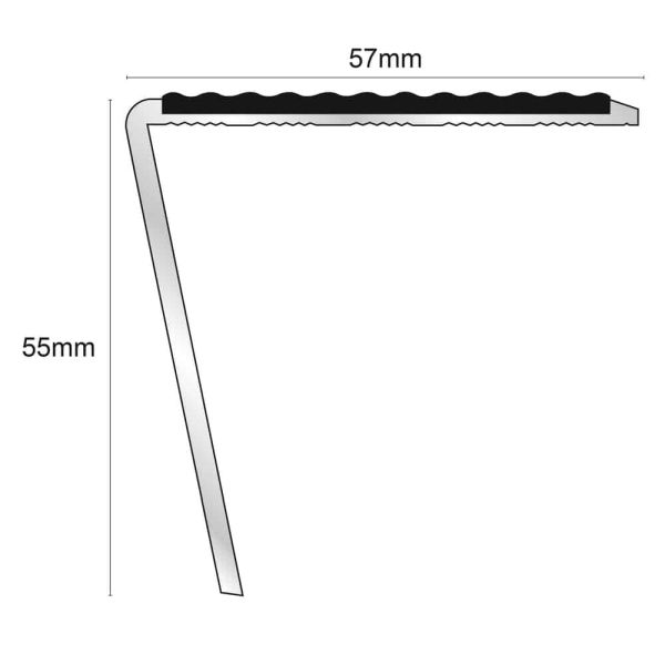 DDA Compliant Aluminium Non Slip Commercial Stair Nosing Edge Trim With Pvc Insert 57 x 55mm