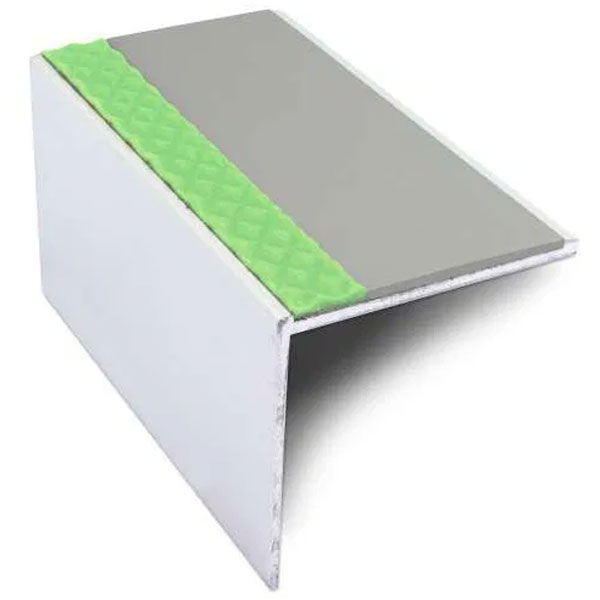 DDA Compliant Aluminium Non Slip Stair Nosing Edge Trim With Pvc Insert 56 x 55mm