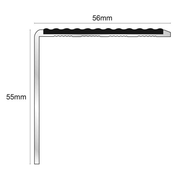 DDA Compliant Aluminium Stair Nosing Edge Trim Non Slip With Pvc Insert 56 x 55mm 