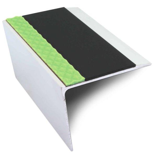 Aluminium Stair Nosing 67mm x 55mm Edge Trim With Non Slip Pvc Insert DDA Compliant