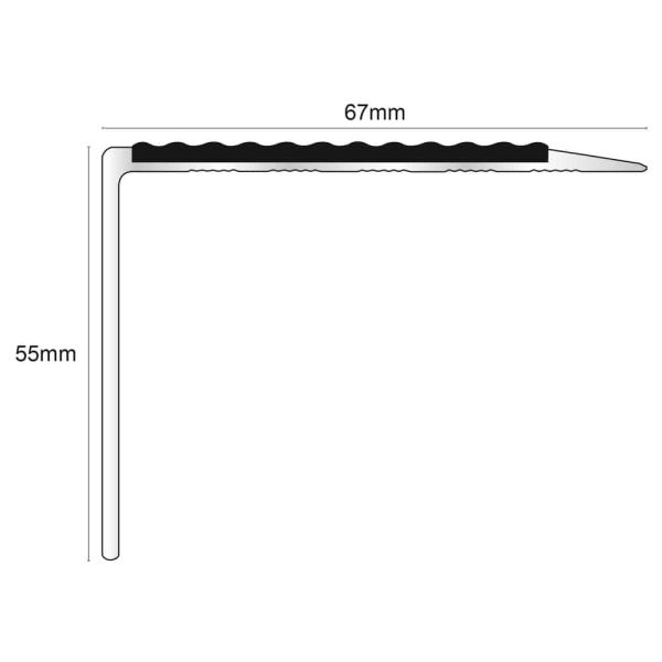 DDA Compliant Aluminium Non Slip Stair Nosing Edge Trim With Pvc Insert  67 x 55mm