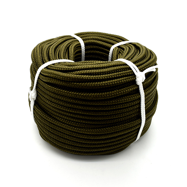 6mm Diameter Polypropylene Rope in Military Khaki Army Green for Survival and Camping Activities.