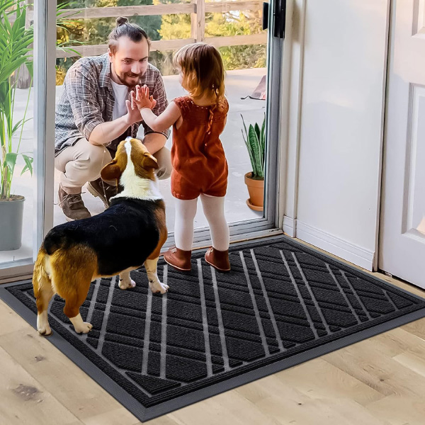 Dirt Trapper Non-Slip Rubber Backing Waterproof Entrance Rug Doormat for Outdoor and Indoor